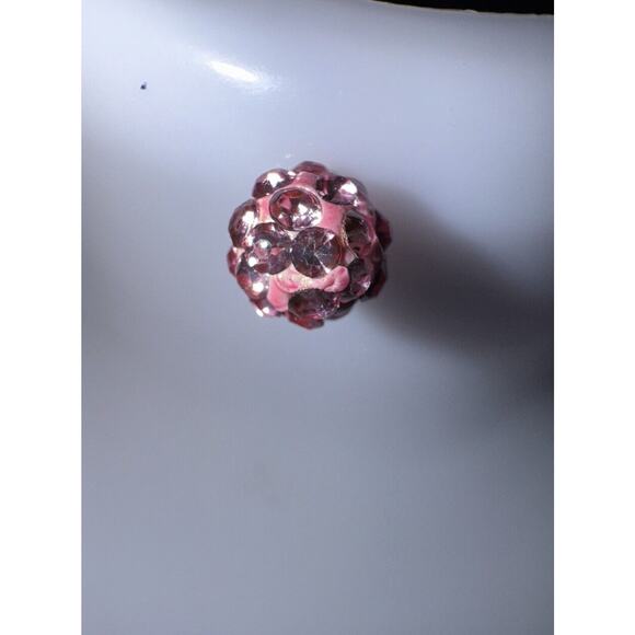 -EARRINGS Pink .25” Post With Rhinestones For Women - Picture 4 of 10